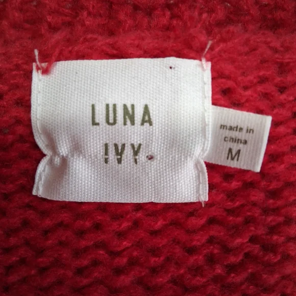 Anthropologie Luna Ivy Red Cardigan Adorned With Pink Bows. Sz.M Cozy - Picture 6 of 10